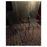 Wrought iron chairs, and table tables