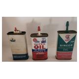 (3) Advertising Cans-Singer, Liqud Wrench & Amoco
