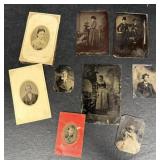 1800 TIN type photos, men, women, and baby