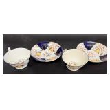 2 Gaudy teacups and saucers