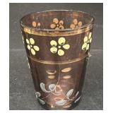 Early hand painted cranberry glass small chip