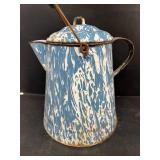 Blue white enamel coffee pot