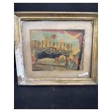 Early framed print of Mary in casket