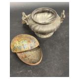 Small Pewter Pot and Victorian metal egg