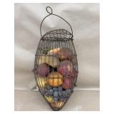 Antique hanging wire fruit basket