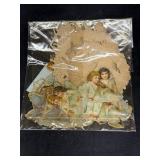 Victorian German angels playing instruments cut