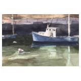 Ray Stevens, watercolor, Boat at the lake