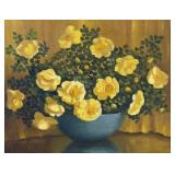 Edna S. Cathell "Yellow Roses", oil on canvas