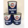 (3) Gulf Valve-top Oil Cans-1 pt. Full Cans
