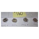 4 Nickels, 1944 P, 1944 S, 1942 P, 1944 D-