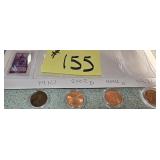 4 Pennies, One Stamp, 1910, 2002 D, 1998 D, 1986