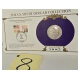 1885 Morgan Silver Dollar & Stamps