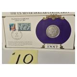 1887 O Morgan Silver Dollar & Stamps