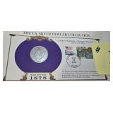 1878 Morgan Silver Dollar & Stamps
