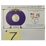 1884 Morgan Silver Dollar & Stamps
