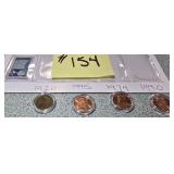 4 Pennies, One Stamp, 1920, 1995, 1974, 1990