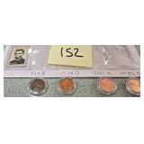 4 Pennies, One Stamp, 1928, 1978 D, 2001 D, 1985 D