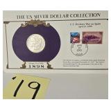 1898 Morgan Silver Dollar & Stamps