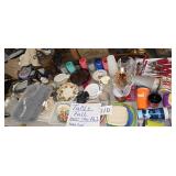 Table Full-Glasses, Cups, Pyrex, Hanging Lamp,