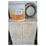 Metal Cabinet & Bucket of Horseshoes-Shed