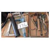 Flat of Tools, Hacksaw, Oil Gun & more-
