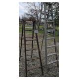 8 ft Aluminum Ladder, 6 ft Wood Ladder-Big Garage