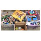 2 Totes of Toys & Box of Baseballs-Big Garage