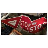 3 Road Signs, One is Damaged-Big Garage