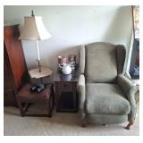 Wingback Recliner, Bench, Floor Lamp Table