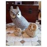 3 Pigeon Forge Pottery Owl Pieces