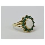 4.59 Grams 14K Gold, Opal & Emerald Ring