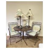 Formica Bistro Table, Outdoor Patio Chairs, Lamps