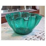 Vintage Blenko Seed Glass Wave Bowl
