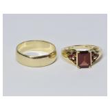 7.32 Grams 14K Gold Rings: Vintage Garnet & More