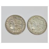 2 Morgan Silver Dollars: 1921 & 1921 S