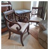 Parlor Table, 2 Lyre Back Chairs