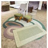 Rugs, Syroco Plastic Chairs, Gliding Ottomans