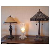3 Lamps: 1 Stained Glass, 2 Table Lamps