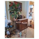 3 Plant Stands, Faux Anthurium, Wall Art