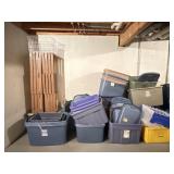 Large Lot of Totes, Wooden Crates, Wire Baskets