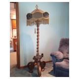 Vintage Wood Carved Floor Lamp