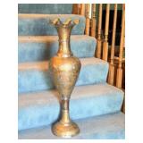 Etched Brass Floor Vase