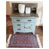 Vintage Wood Washstand, Mosaic Bathroom Set