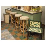 Freestanding Wood Bar, 3 Bar Stools