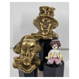 Clowns: Ceramic & Brass Bookends