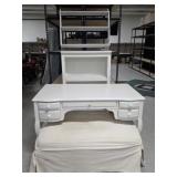 White Library Desk, Ottoman, Bookcase, Wall Shelf