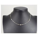 7.33 Grams 18K Gold & Pearl Watch Chain Necklace