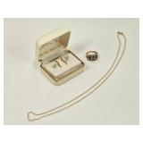 7.18 Grams 14K Gold Jewelry: Earrings, Chain