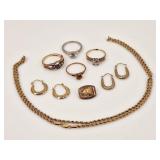 15.36 Grams 10K Gold Jewelry: Rings, Earrings, Pin