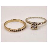3.85 Grams 14K & Unmarked Gold Wedding Set / Rings